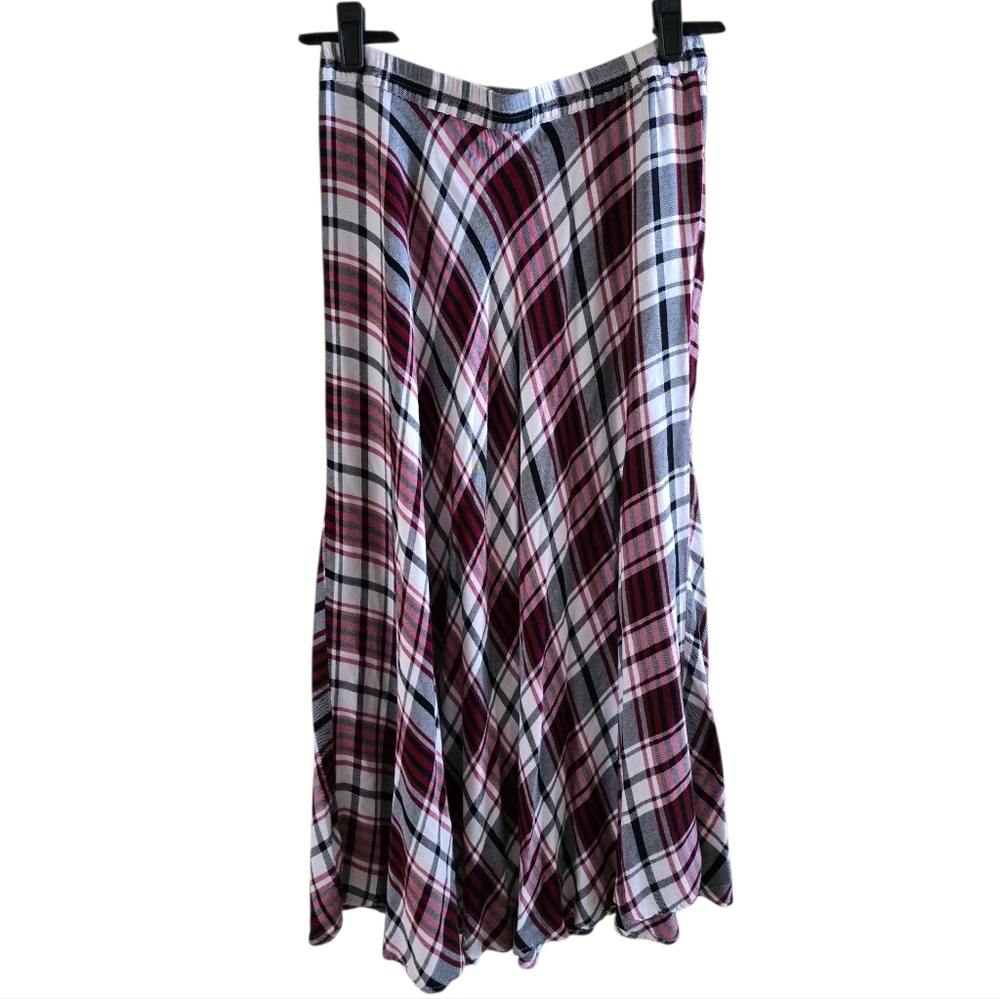 Chaps Plaid Midi Skirt - Dark Academia / Classic Tartan - Size Small - Picture 4 of 11